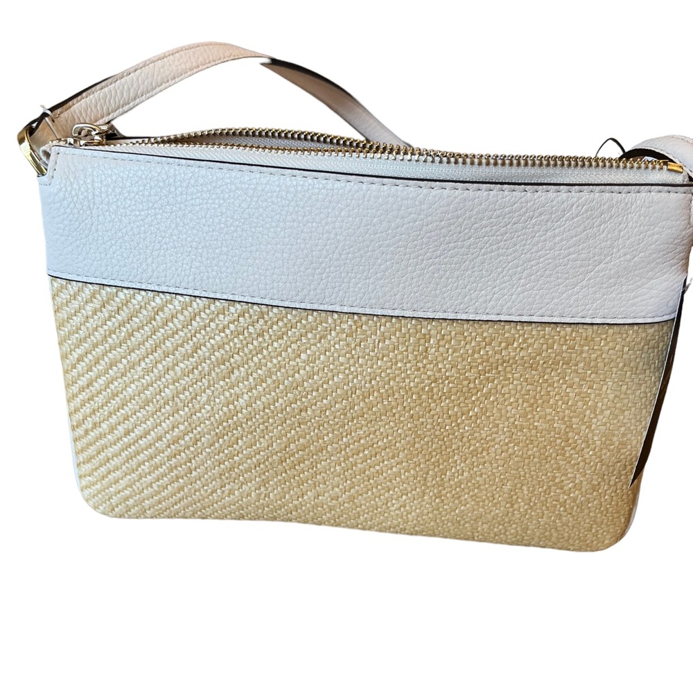 Kate Spade of New York Parchment Straw and Leather Leila Crossbody bag